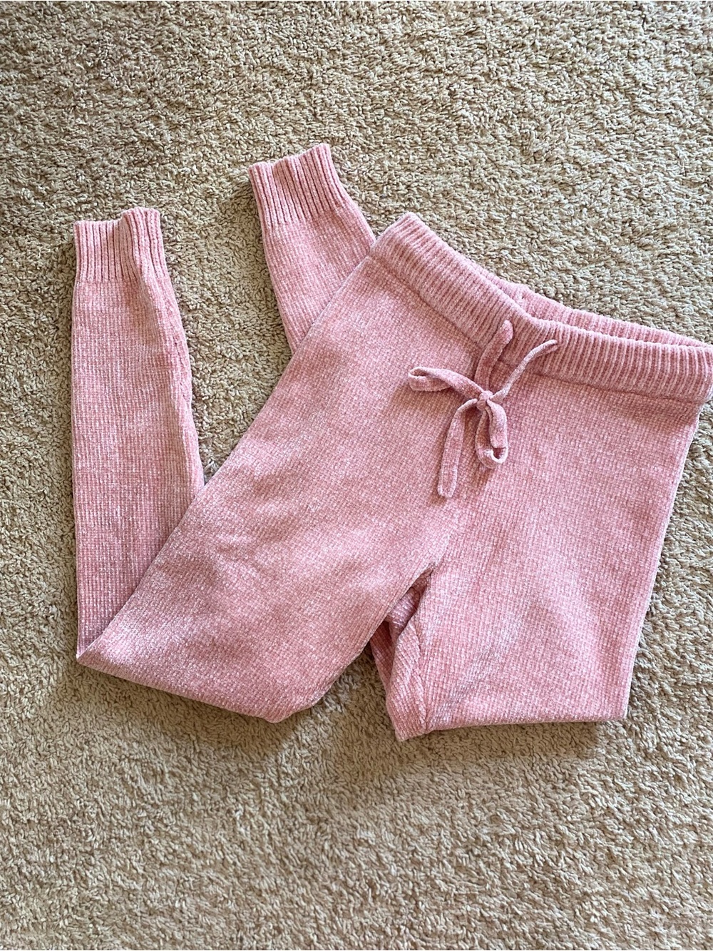 Meshki pink chenille fitted lounge pants M